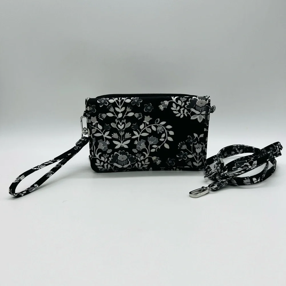 Vera Bradley Floral Black and White Women's Crossbody or wristlet Bag NWOT